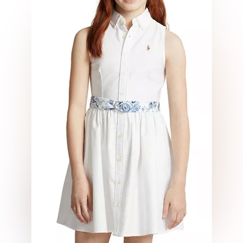Polo Ralph Lauren Girl's Sleeveless Belted Shirt Dress (Size:14)